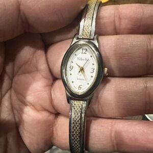 Works Willow Bay Watch Women Two Tone Oval Face Dainty Bracelet New Battery 6.75